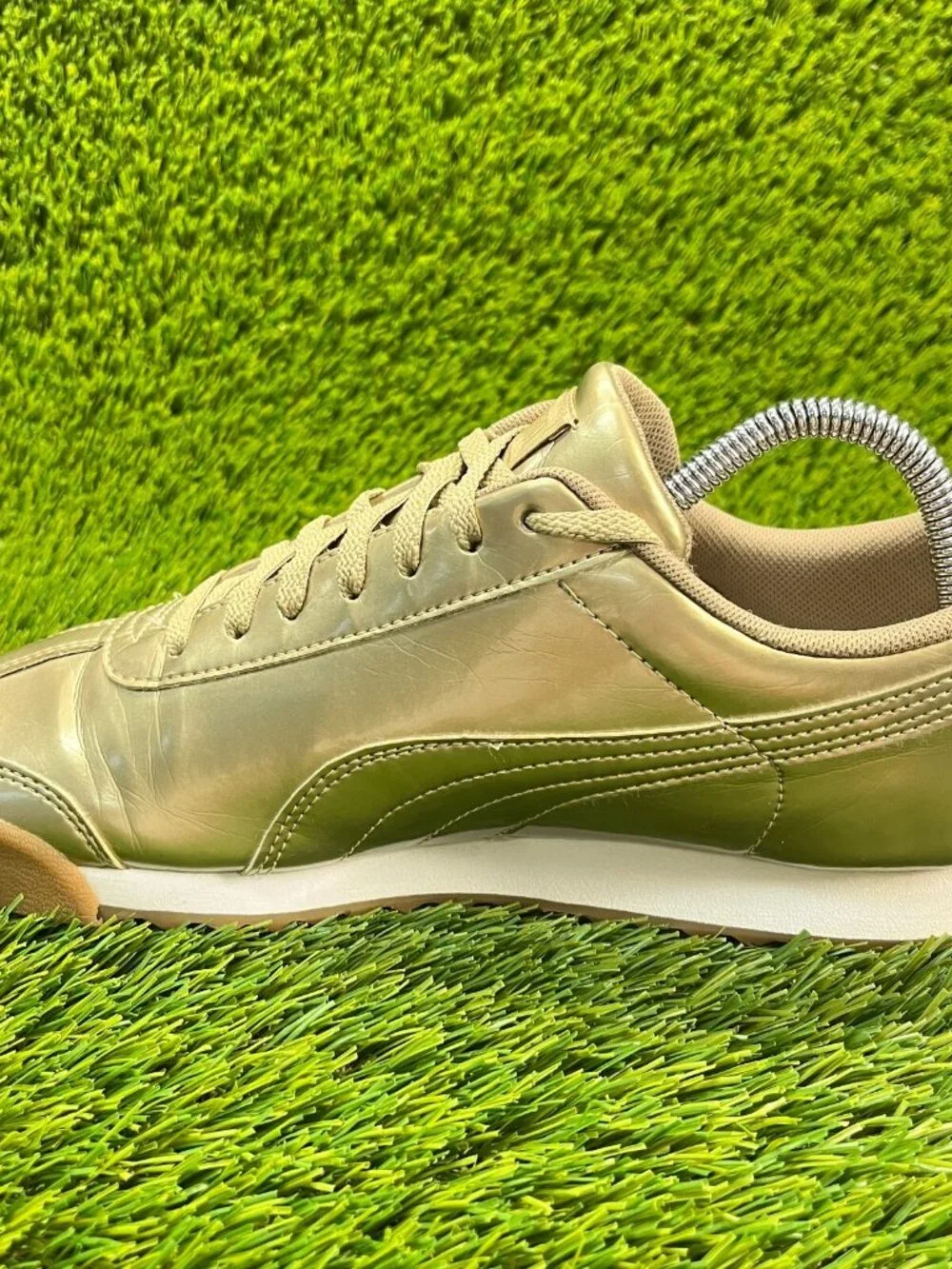 Puma Roma Patent Ano Gold Boys Size‎ 7Y Athletic Walking Leather Shoes Sneakers